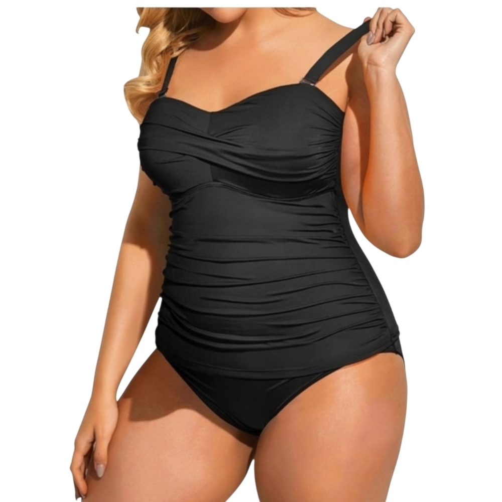 AQUA EVE - 16W Elegant Black Women's Swimwear - Picture 4 of 11
